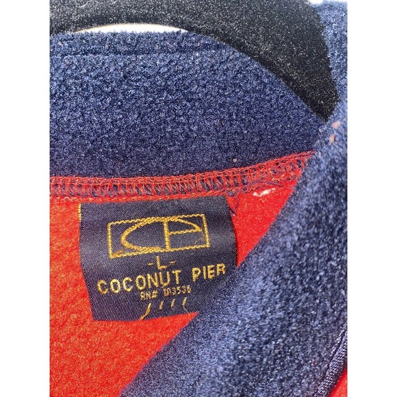 Coconut Pier Mens Lg Red Fleece Pullover French Quarter New Orleans Mardi Gras - Picture 5 of 8